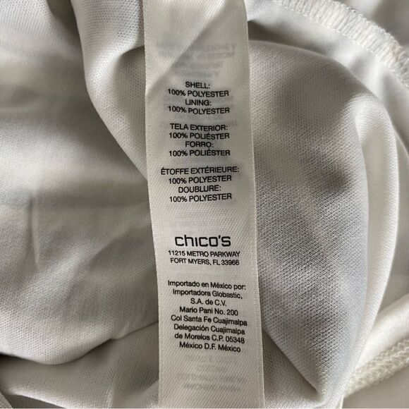 Chico’s Stripe Print Surplice Wrap Neck Black White Sheath Dress - Picture 14 of 15